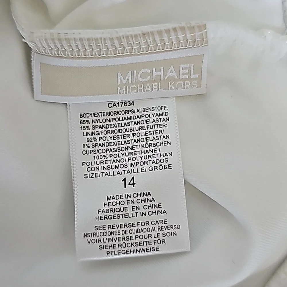 NWT Michael Kors Bathing Suit Convertible One-Piece Swimsuit Sz 14 White - Picture 4 of 6